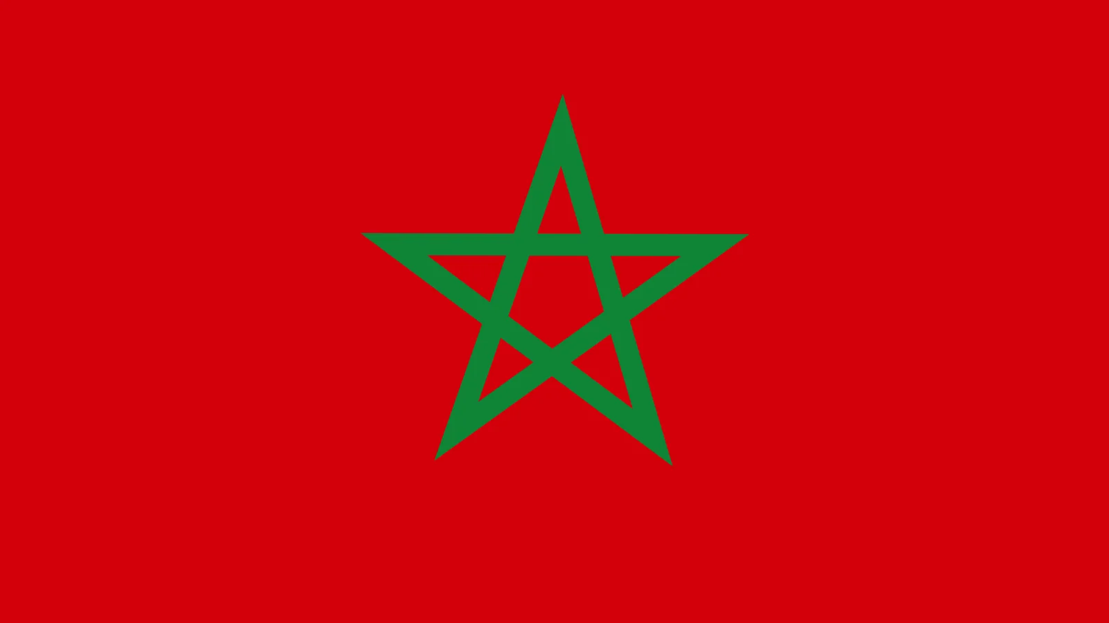 Drapeau du Maroc, étoile verte à cinq branches sur fond rouge