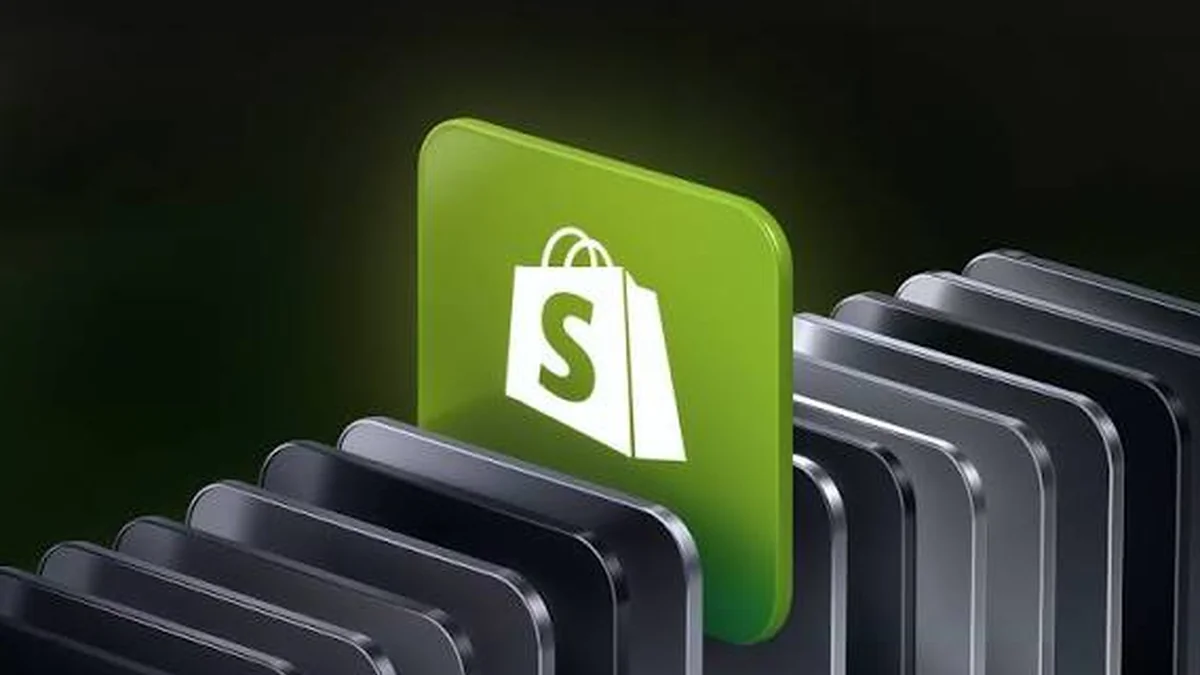 Icône verte de Shopify mise en avant parmi une rangée de tuiles sombres