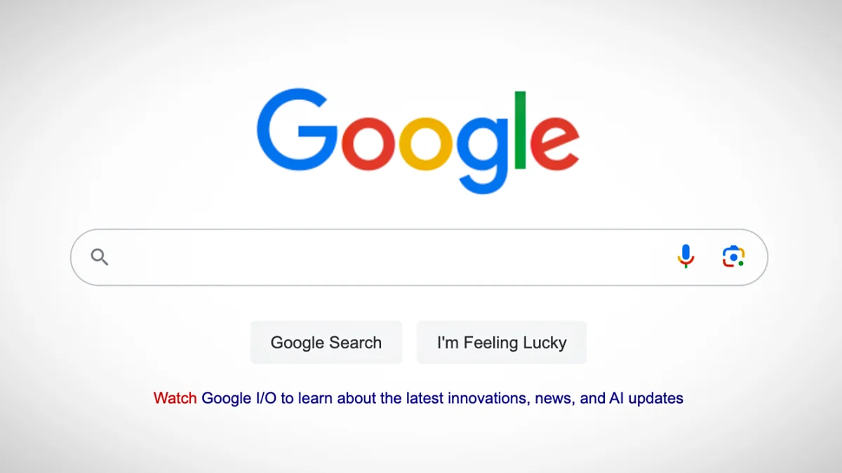 Page d'accueil du moteur de recherche Google avec sa barre de recherche