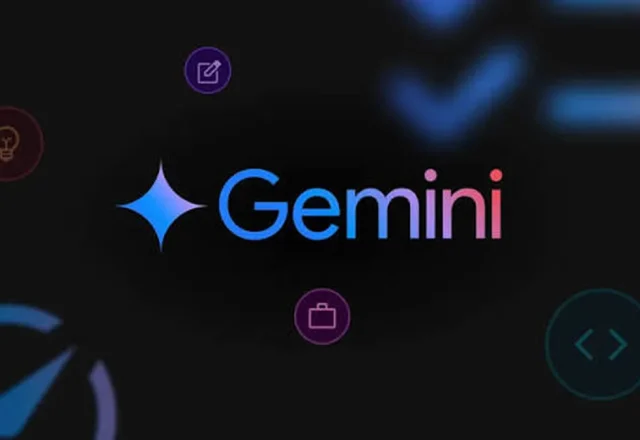 Logo Gemini entouré d'icônes d'outils sur fond sombre