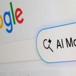 Bouton AI Mode affiché sous le logo Google sur la page du moteur de recherche