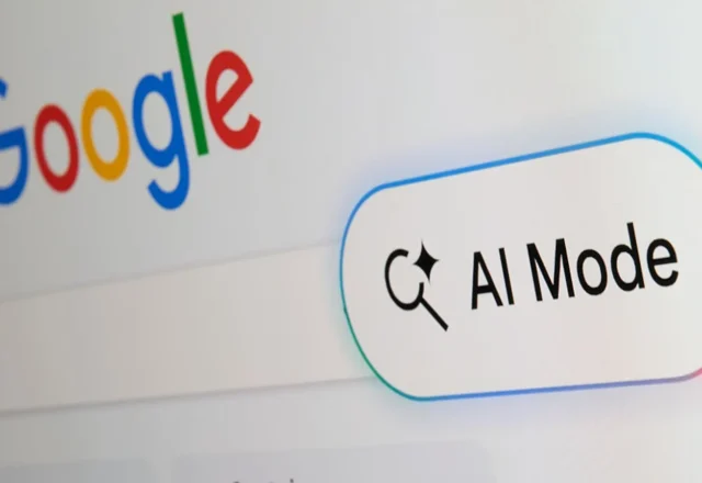 Bouton AI Mode affiché sous le logo Google sur la page du moteur de recherche